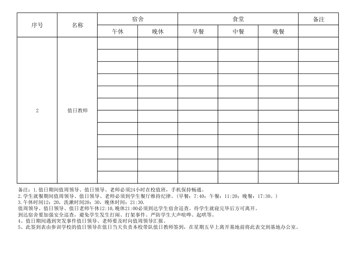 参训学校值日教师签到表第2页