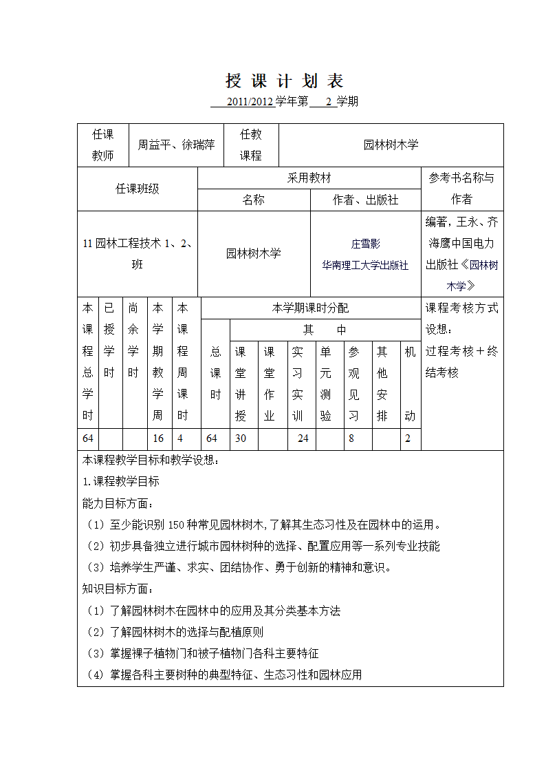 授课计划表(范例)第2页