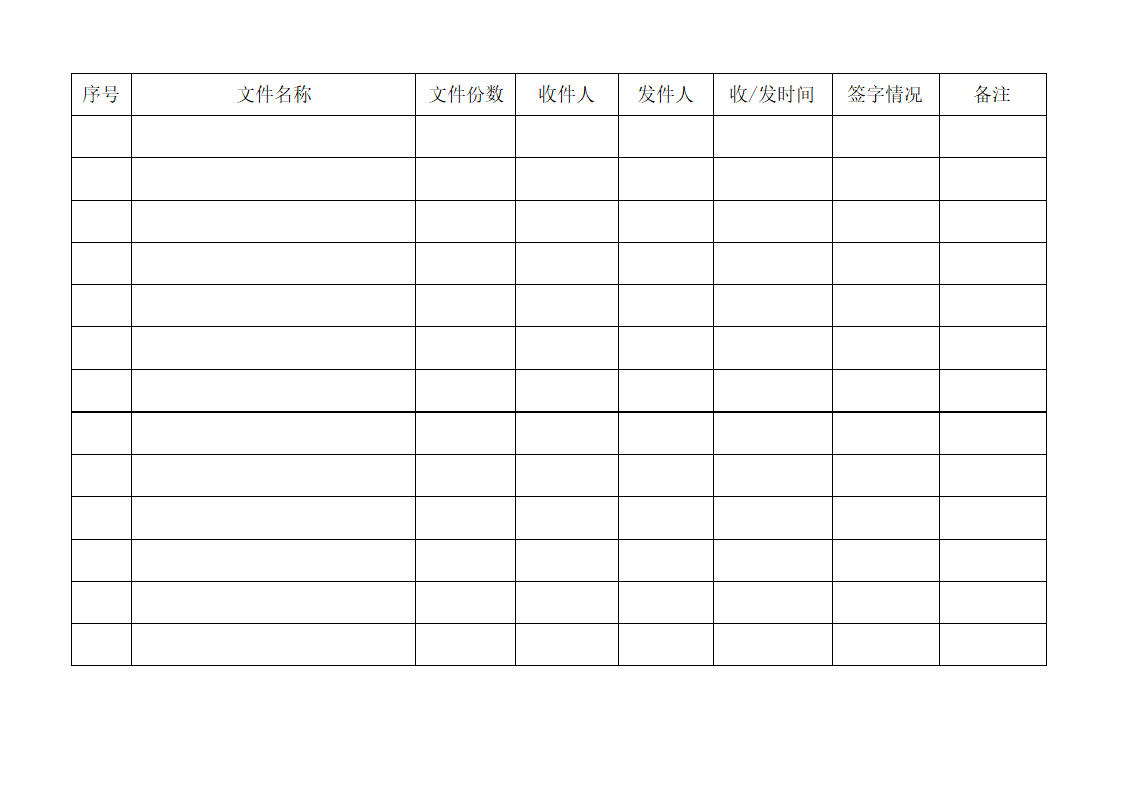 项目部文件收发登记薄第2页