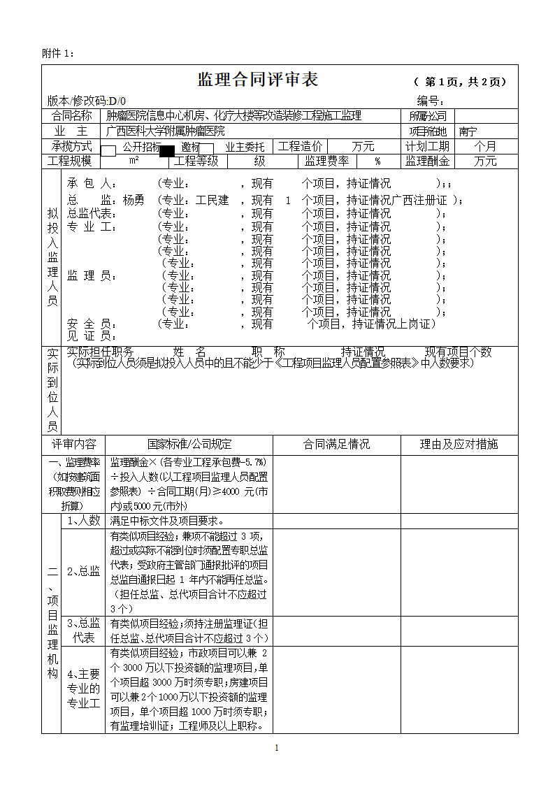 合同评审表