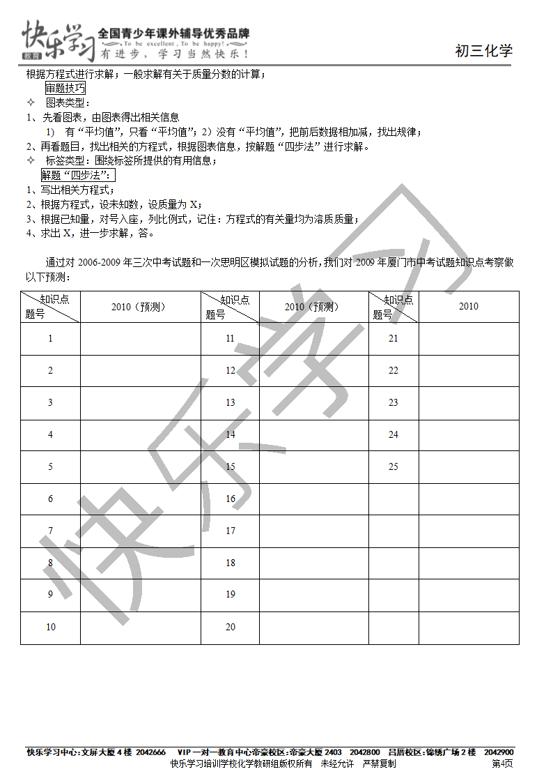 厦门化学中考试卷分析第4页