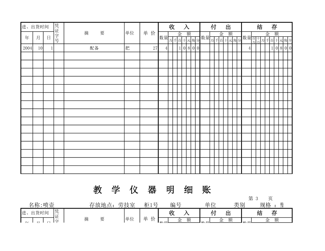 教学仪器明细账(空) (1)第2页