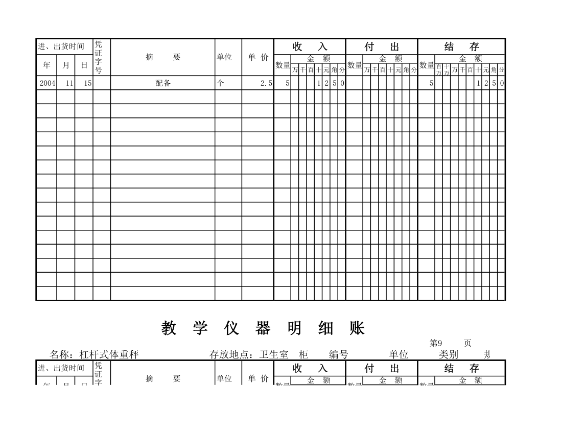 教学仪器明细账(空) (1)第65页