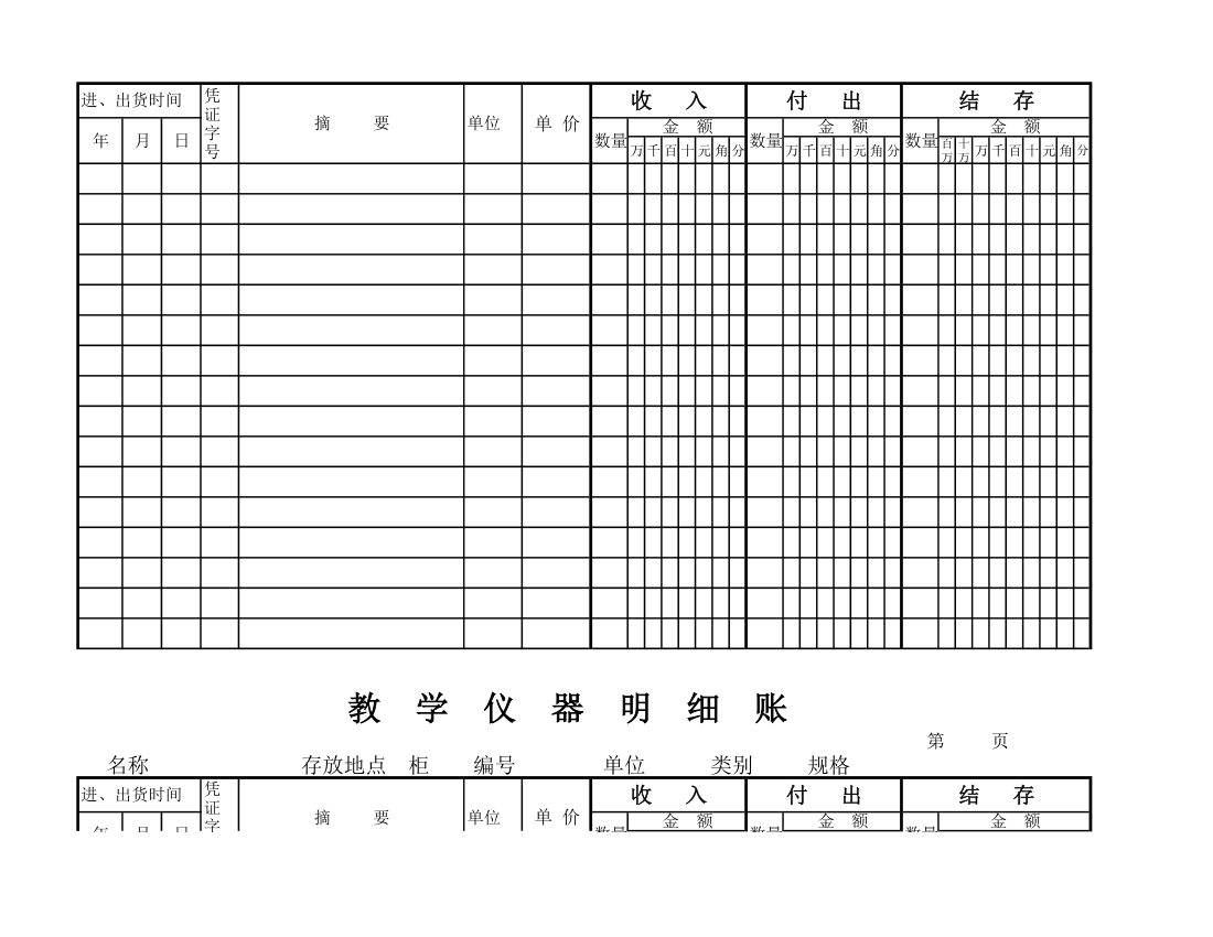 教学仪器明细账(空) (1)第83页