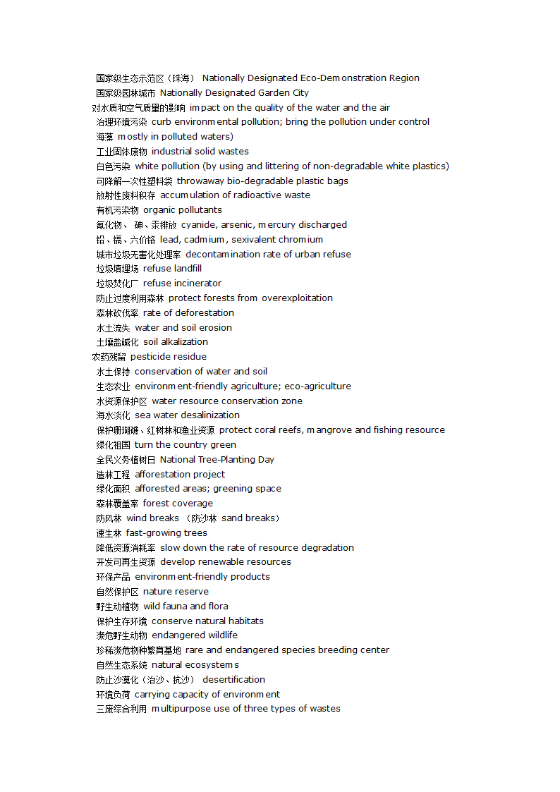 环保英语口译词汇第5页