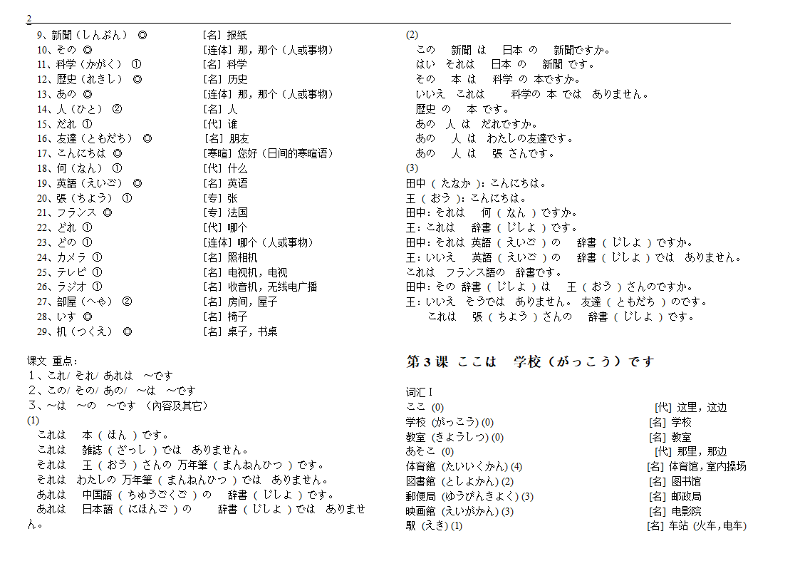 初级标准日本语单词第2页