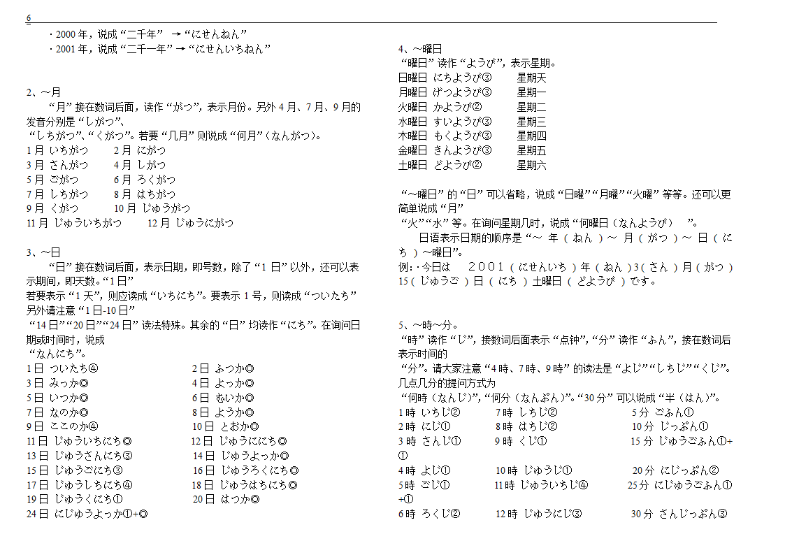 初级标准日本语单词第6页