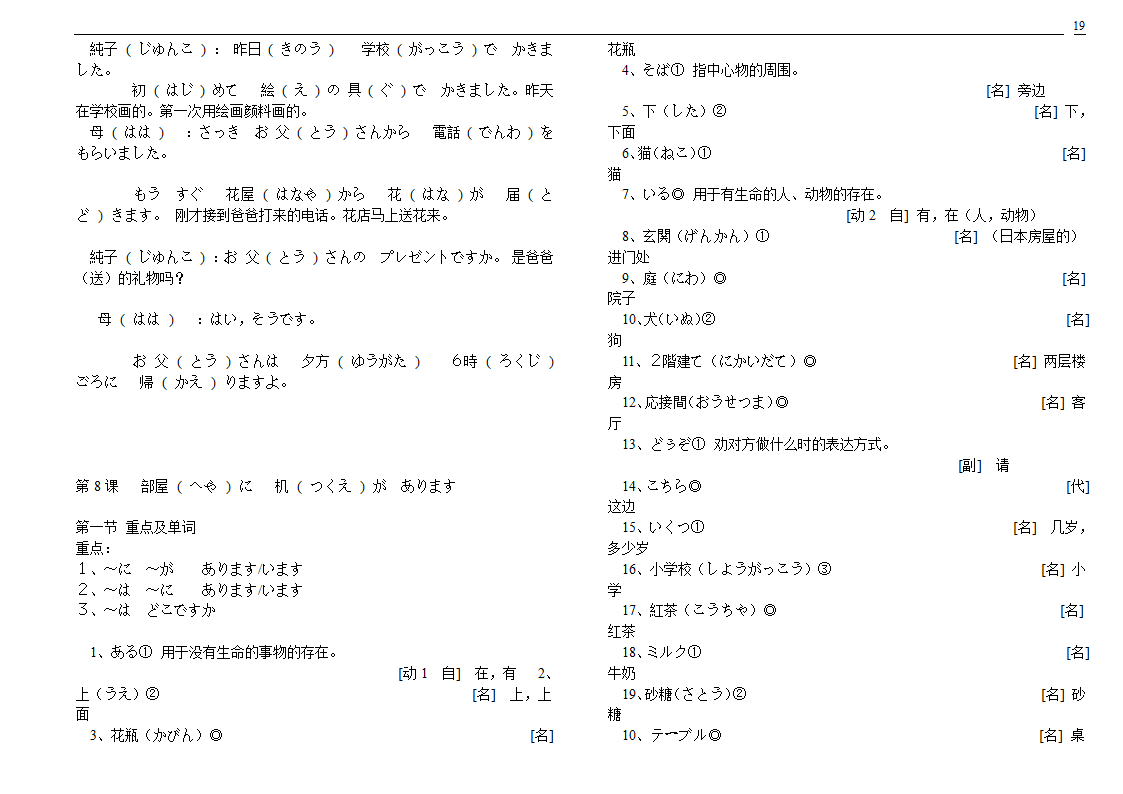 初级标准日本语单词第19页