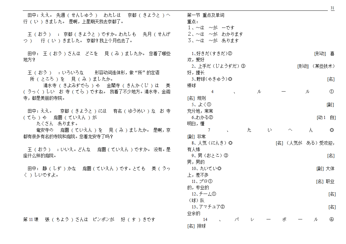 初级标准日本语单词第31页