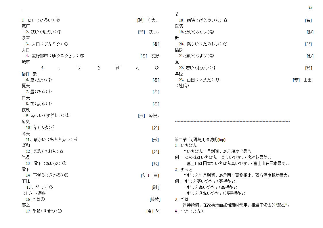 初级标准日本语单词第35页