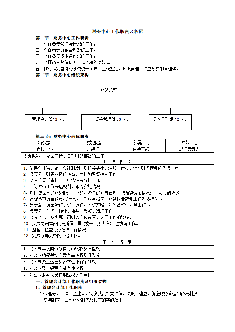 财务组织架构及人员组成