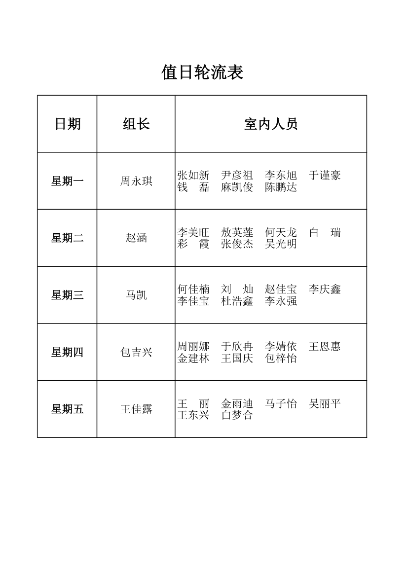 值日轮流表第1页