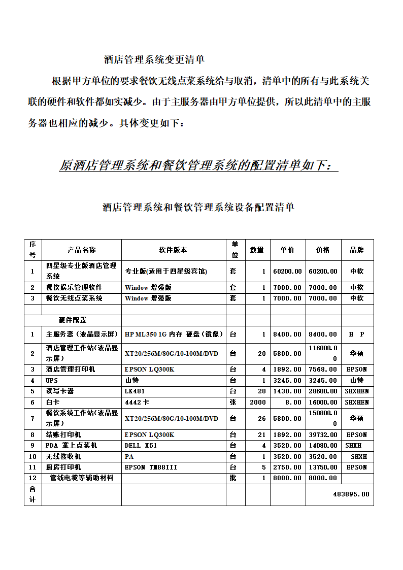 酒店管理系统报价