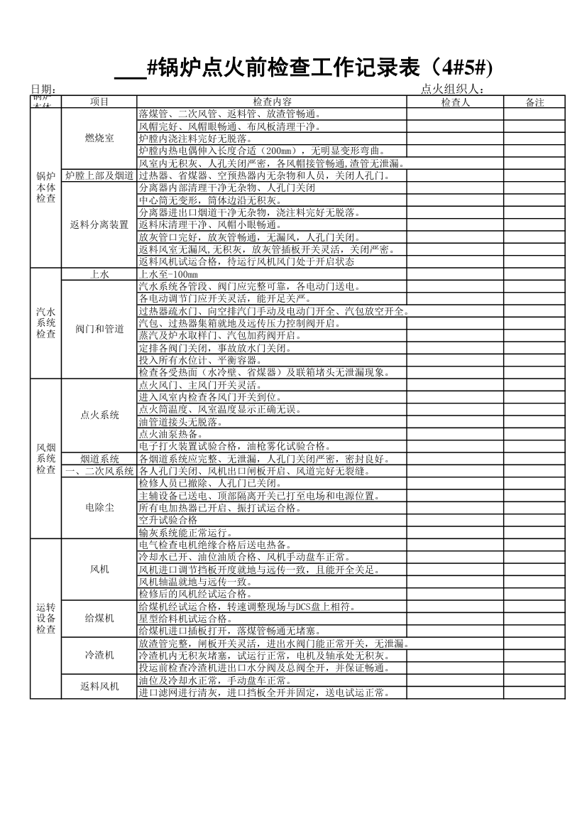 点火前的检查表第1页