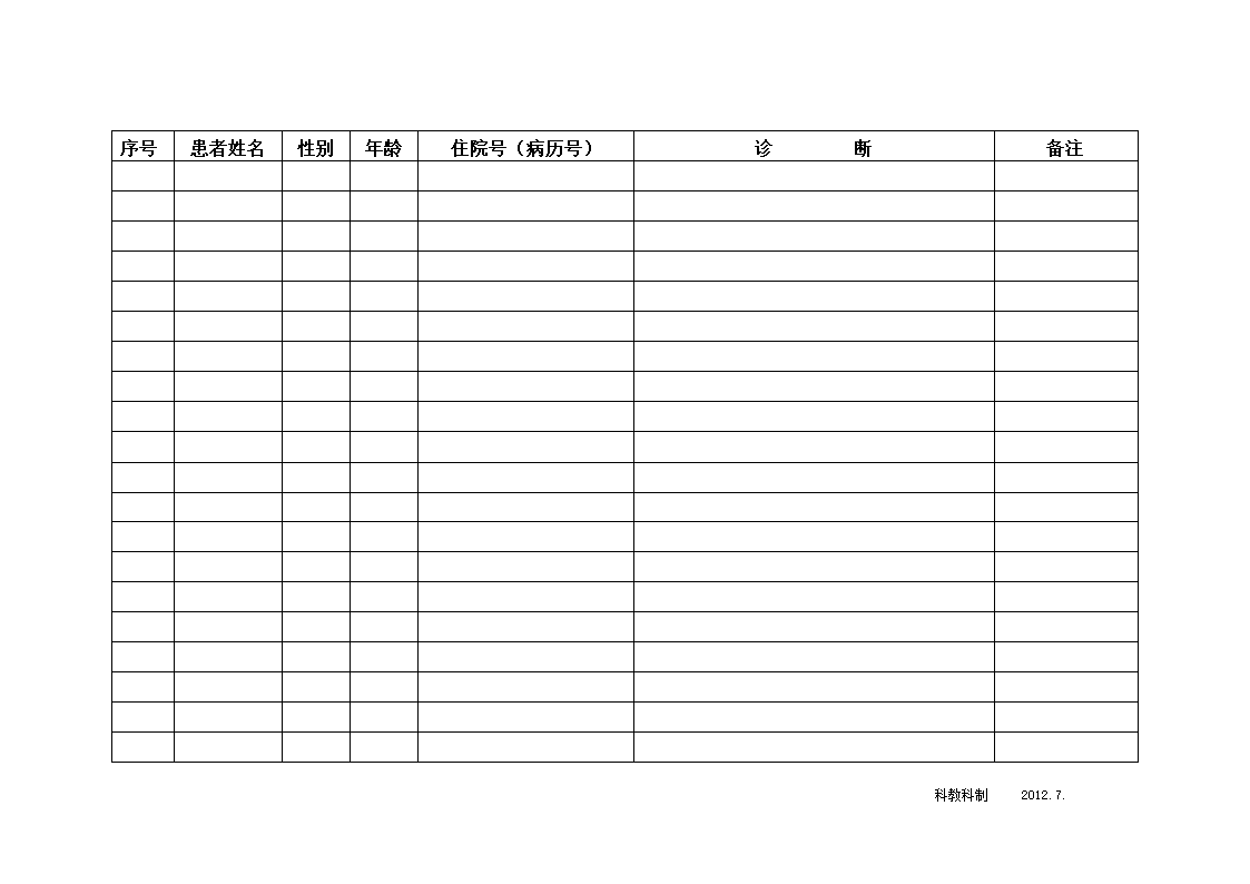 科研病历登记第2页