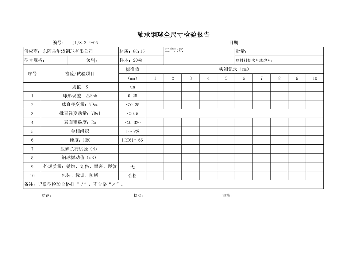 全尺寸检验报告