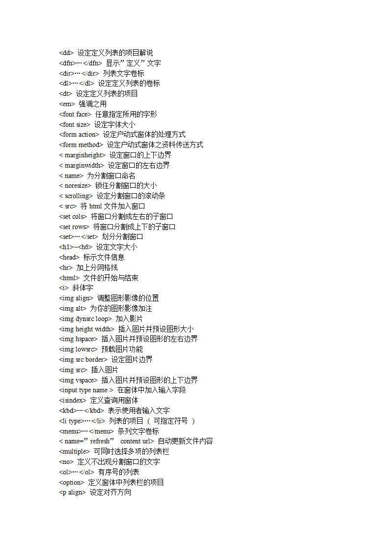 HTML标签属性大全第4页