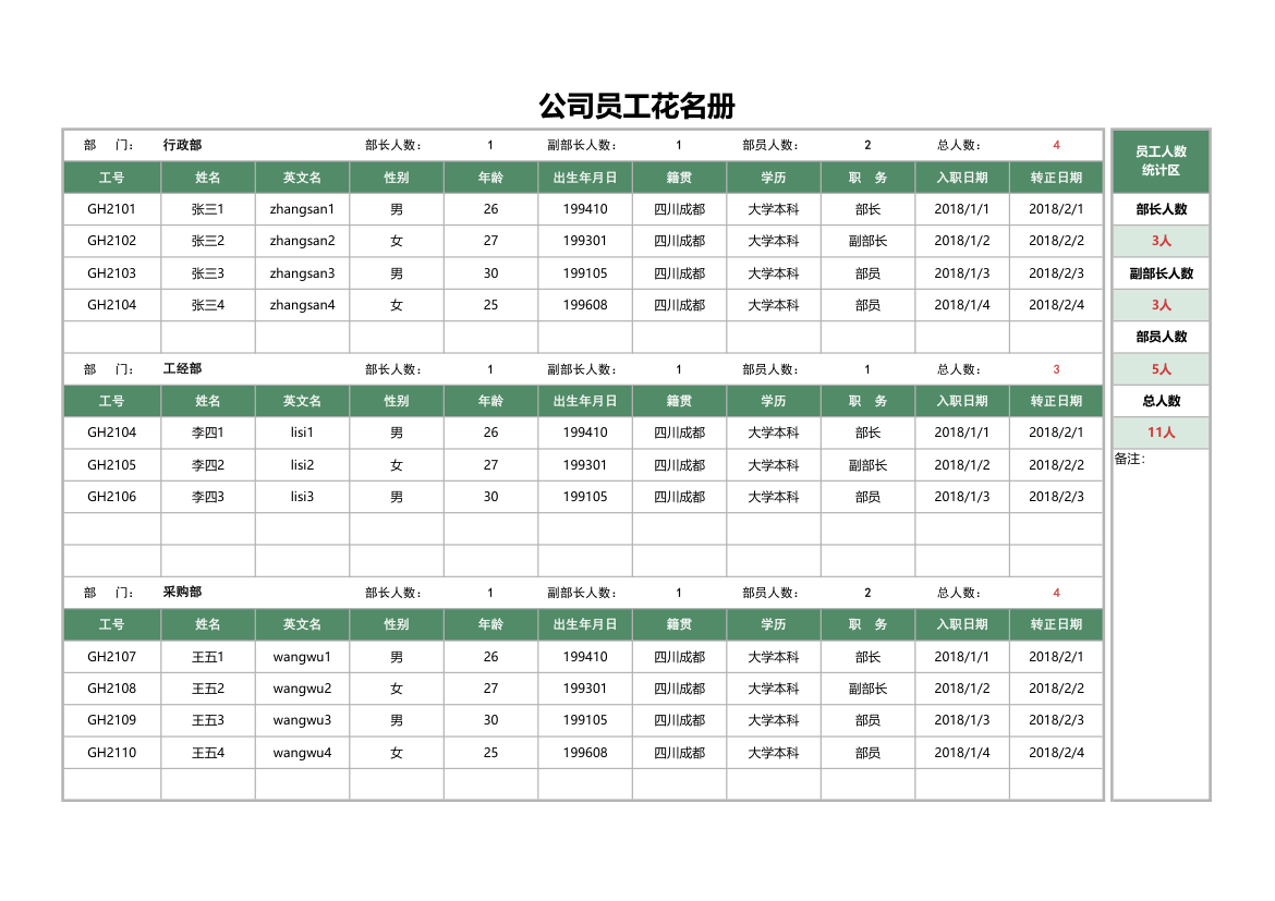 公司员工花名册.xlsx