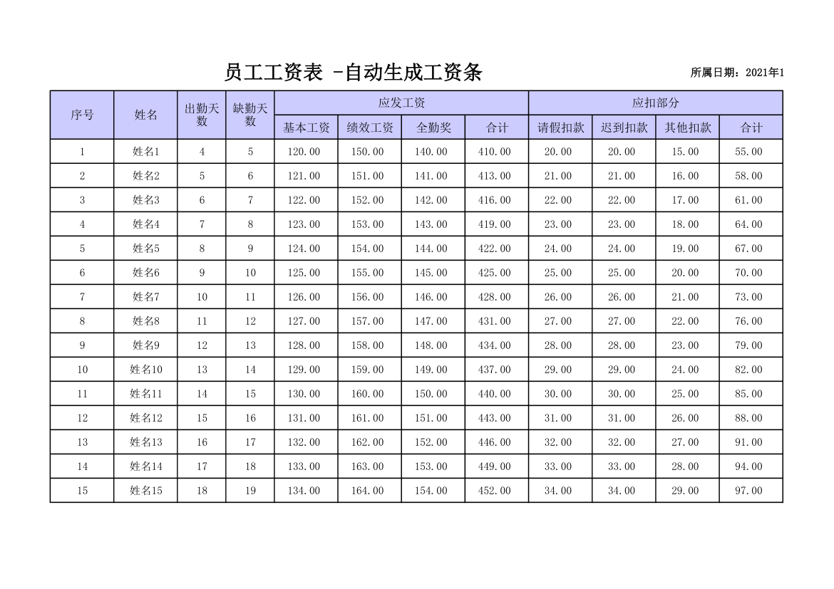 员工工资表 -自动生成工资条.xlsx第1页