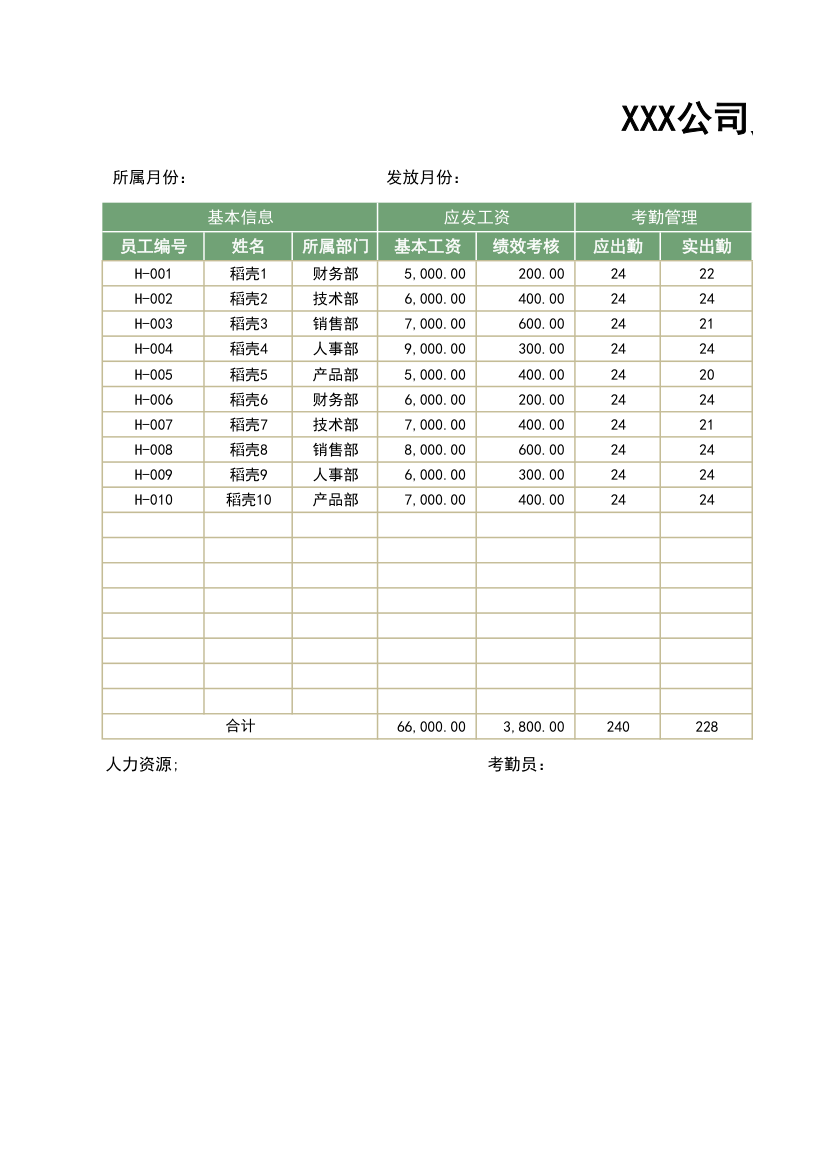 工资表-工资表模板.xlsx第1页