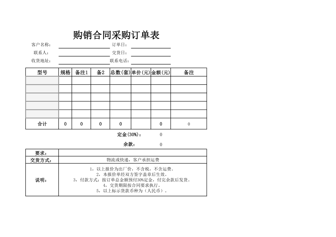 购销合同采购订单表.xlsx第1页