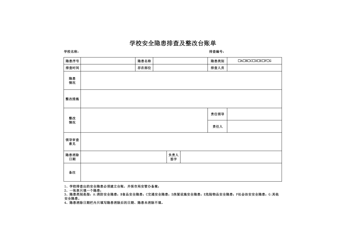 学校安全隐患排查及整改台账单.xlsx第1页