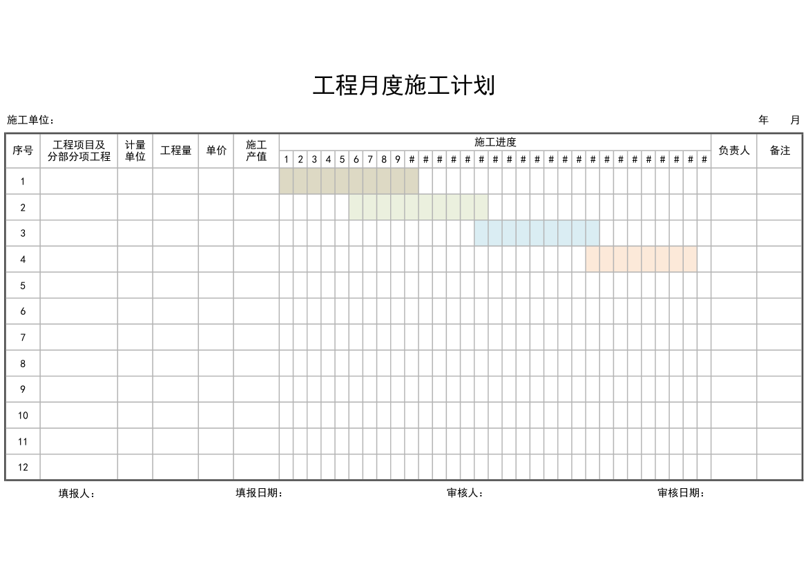 工程月度施工进度计划表.xlsx