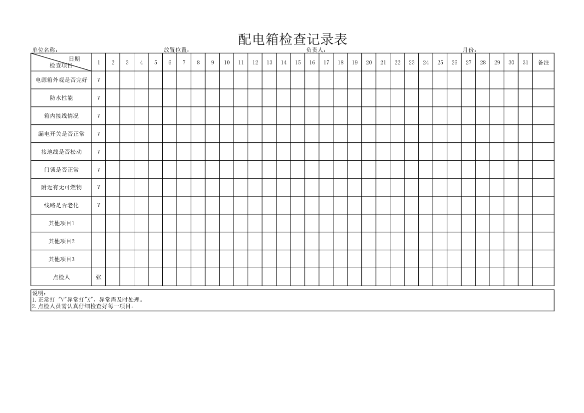 配电箱检查记录表.xlsx