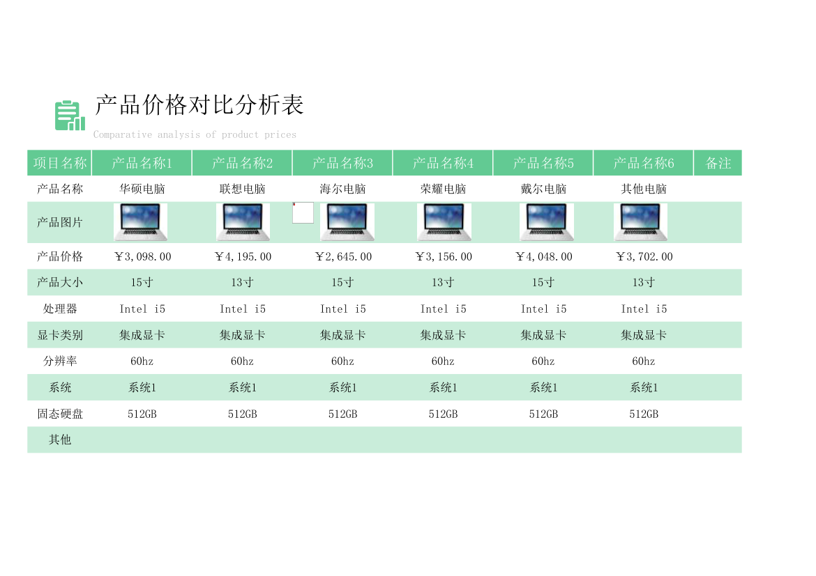 产品价格对比分析表.xlsx第1页