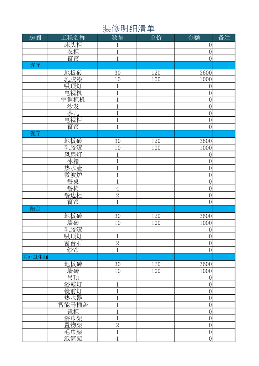 装修清单明细表.xlsx第2页
