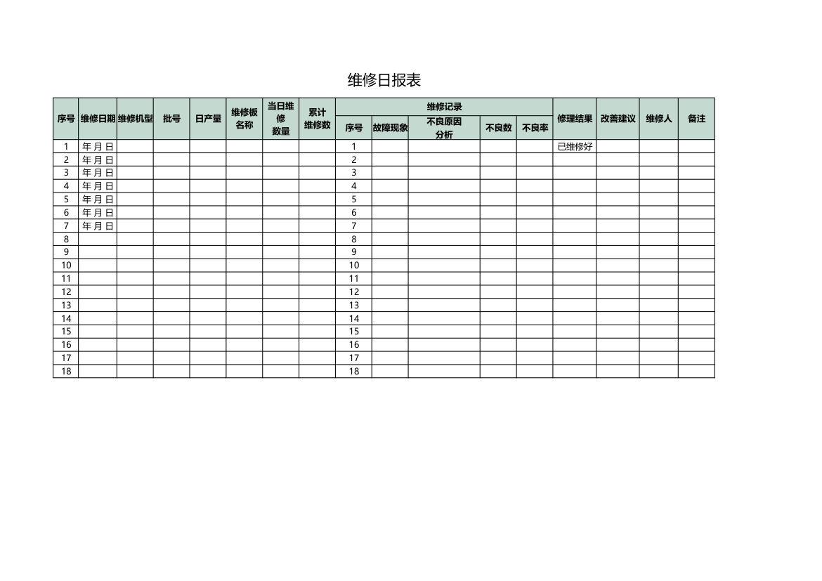 维修日报表.xlsx第1页