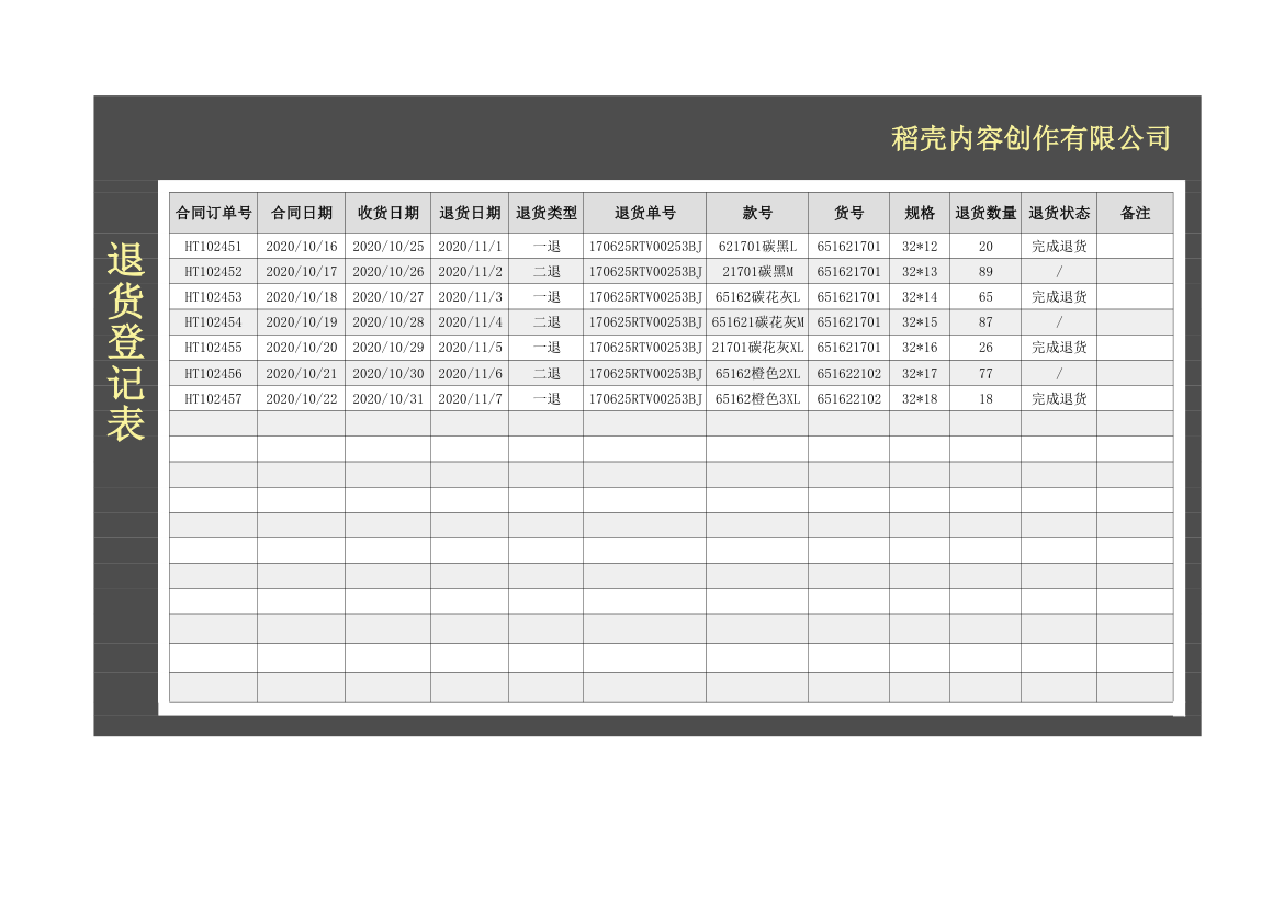 退货登记表.xlsx第1页