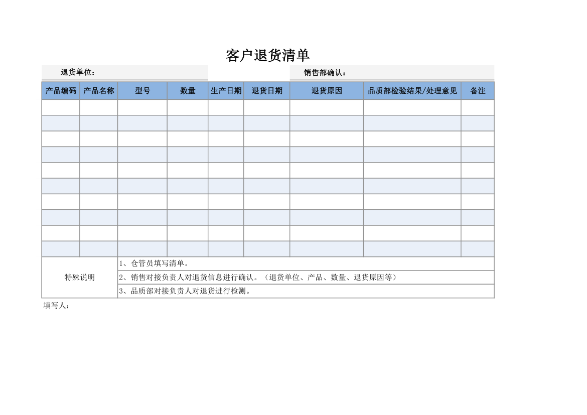 客户退货清单.xlsx第1页