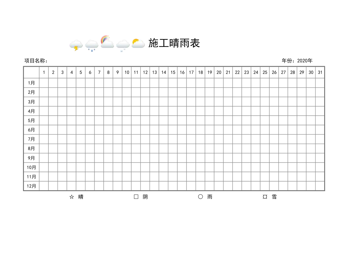 项目工程施工晴雨表（年度）.xlsx