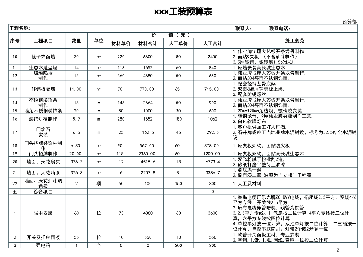 工装预算报价表.xls第2页