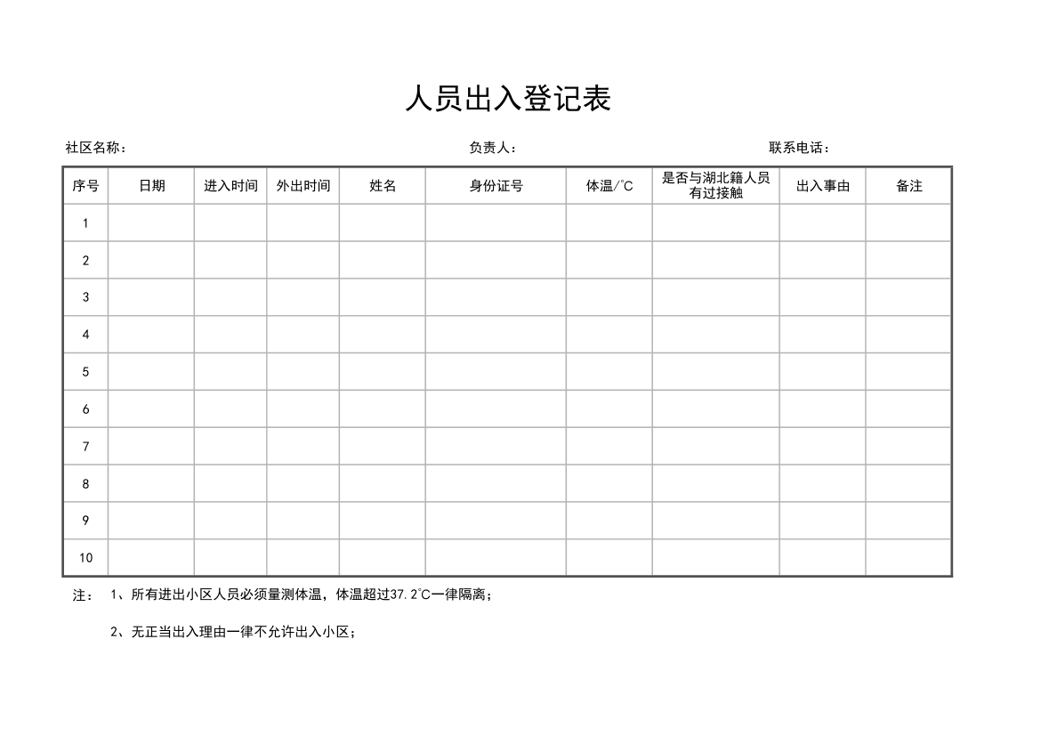 小区人员出入登记表.xlsx