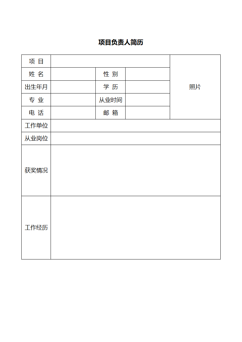 项目负责人简历