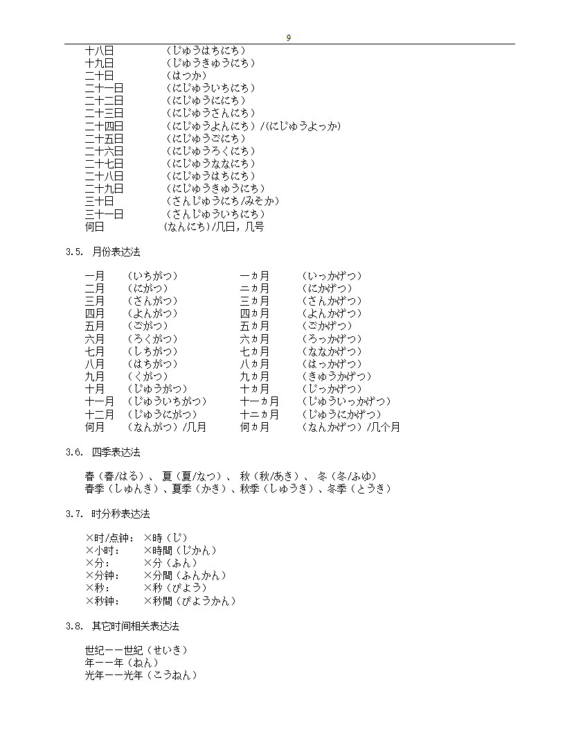 标准日本语(初级)笔记第9页