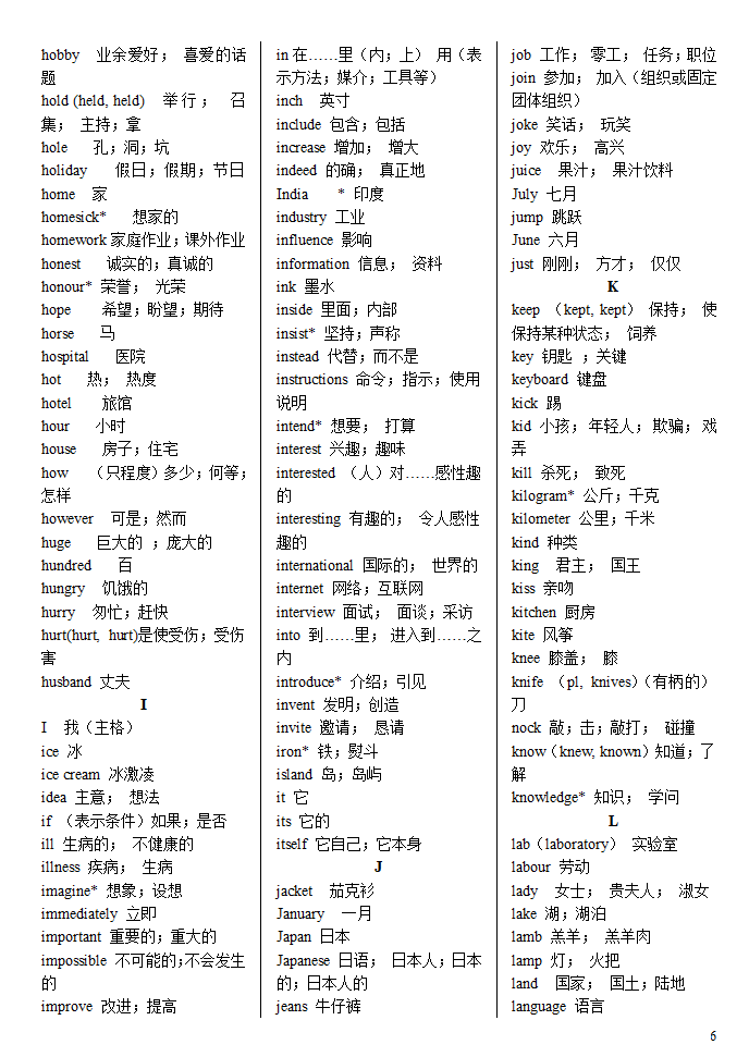 英语中考必考单词第6页