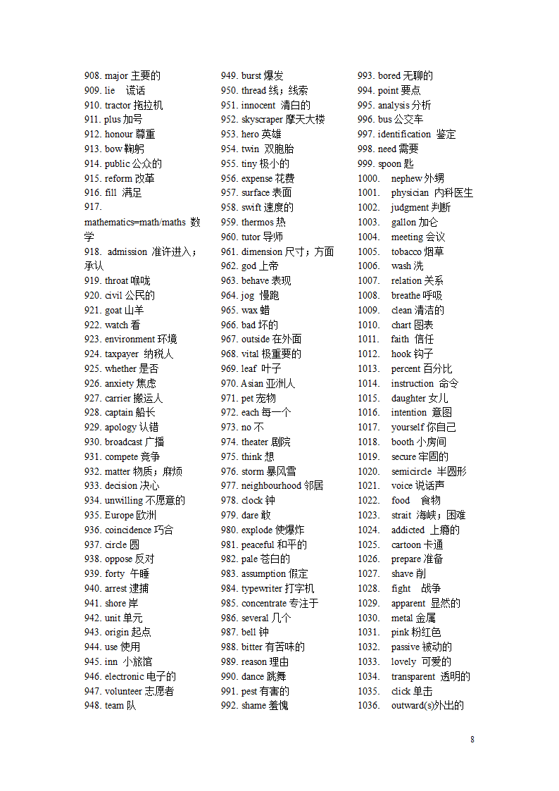 高考英语单词3500第8页