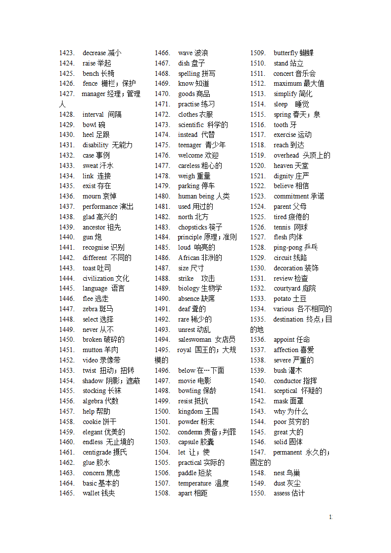 高考英语单词3500第12页