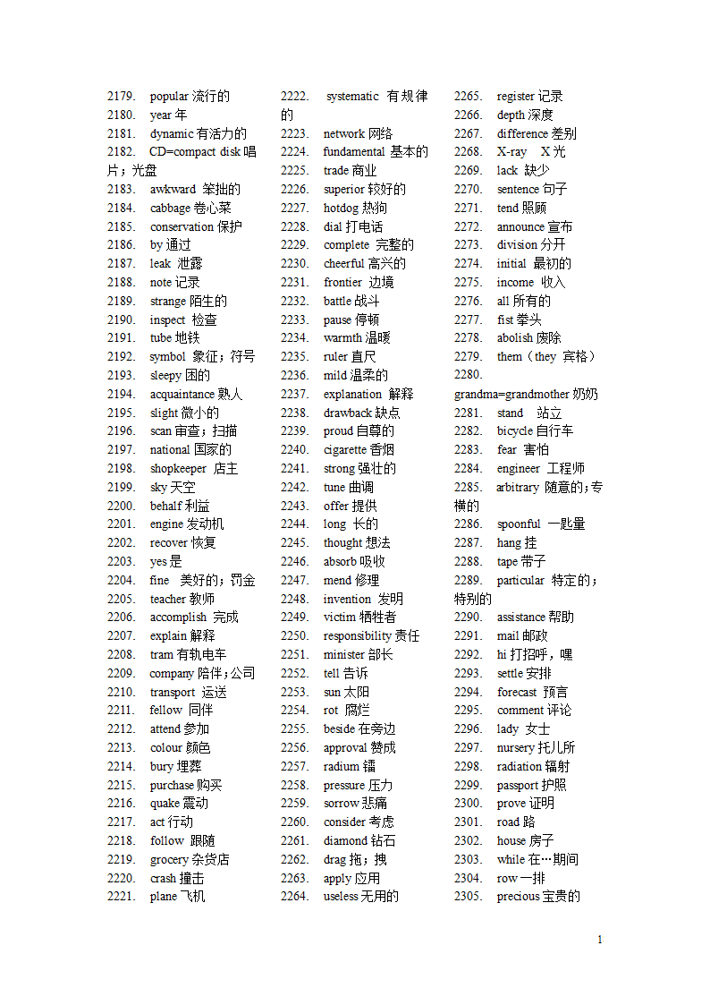 高考英语单词3500第18页