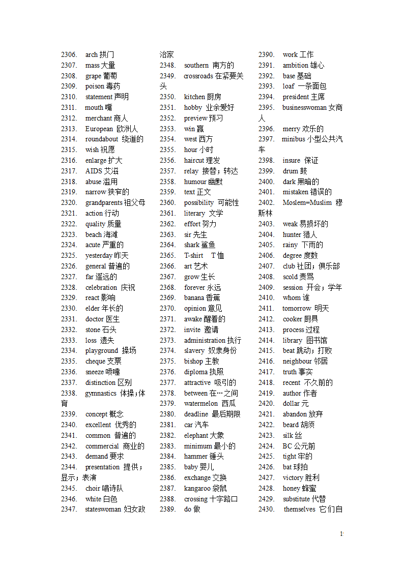 高考英语单词3500第19页