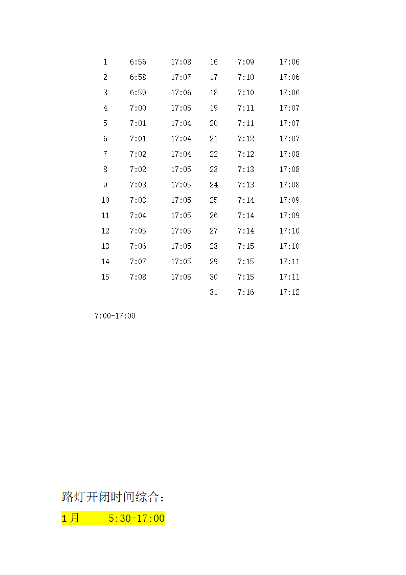 北京路灯开闭时间表第13页