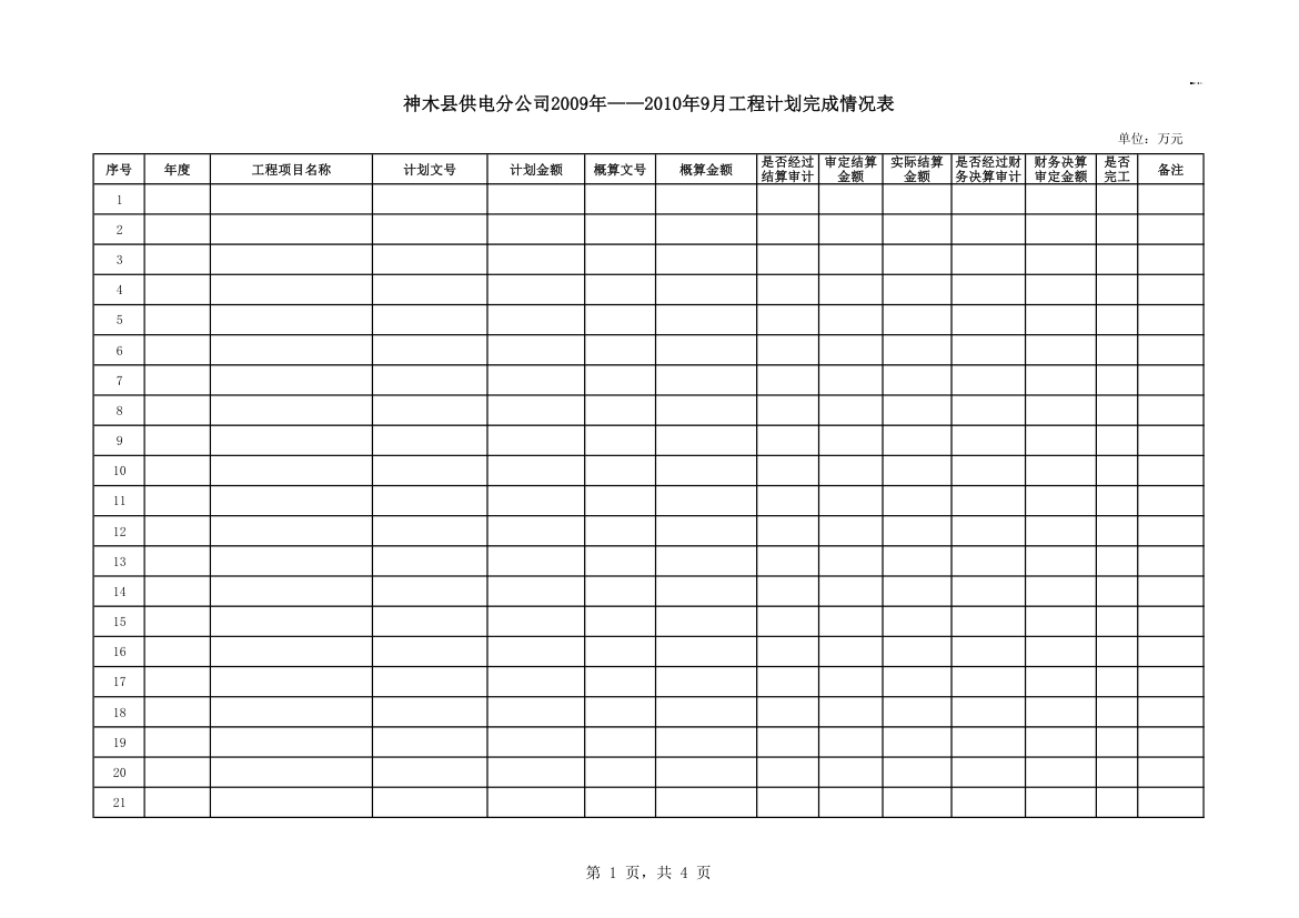 工程汇总表