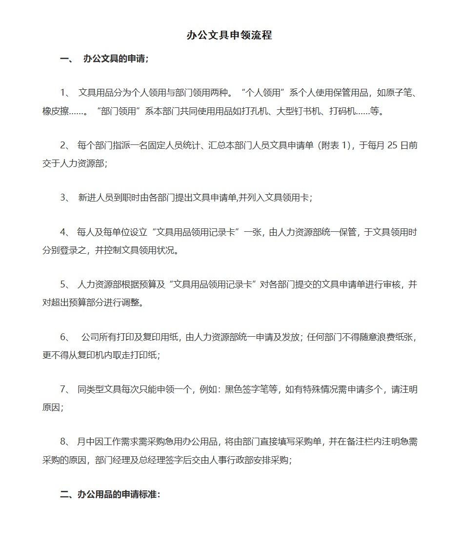 办公文具申领流程第1页