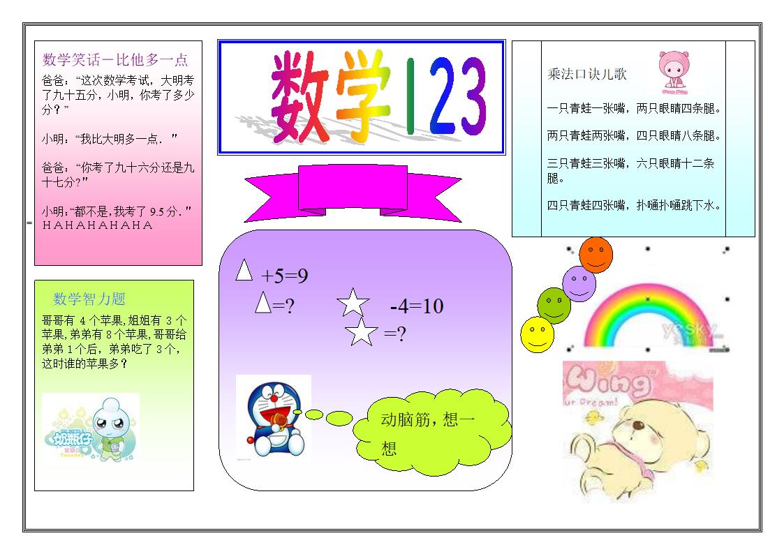 数学手抄报第1页