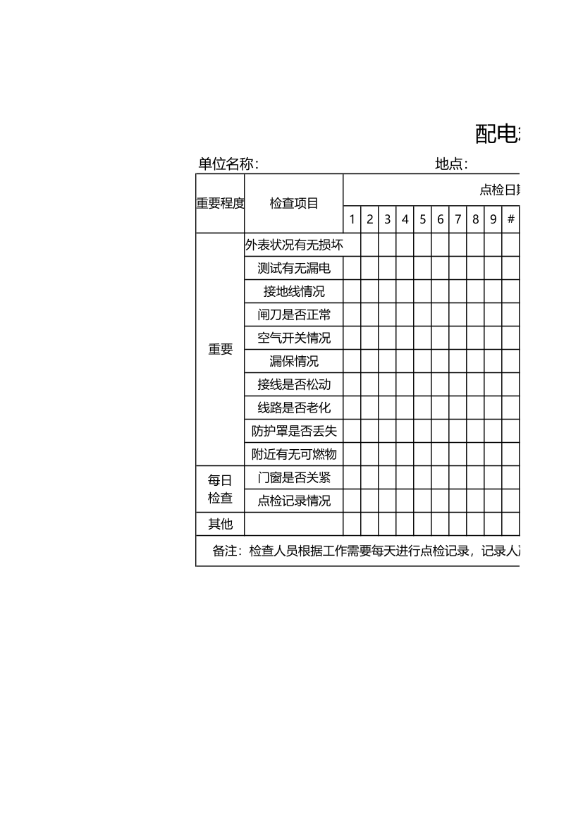 配电箱检查记录表点检表.xlsx第1页