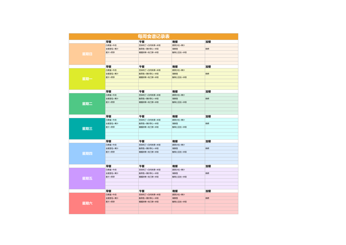 每日食谱明细表.xlsx第1页