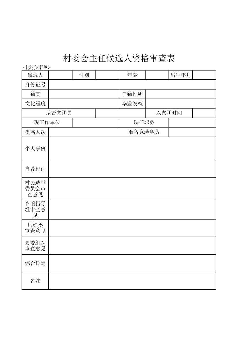 村委会主任候选人资格审查表.xlsx